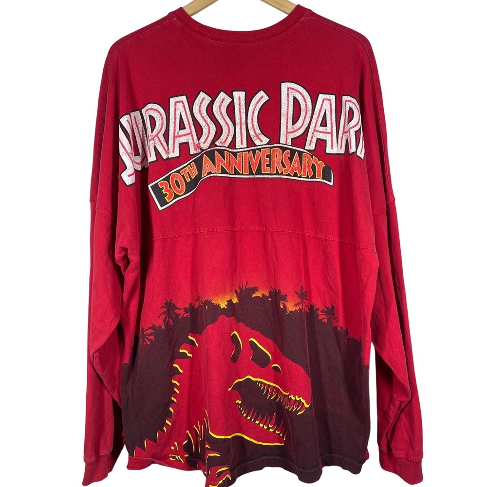 Jurassic Park 30th Anniversary Spirit Jersey Red Long Sleeve Mens L T-Rex Logo